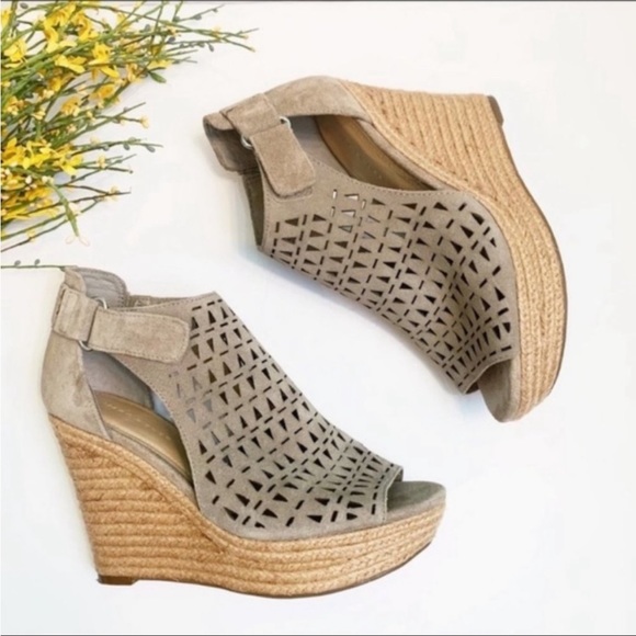 Marc Fisher Helina Jute Espadrille Platform Wedges Taupe  Size 8 - Picture 9 of 9